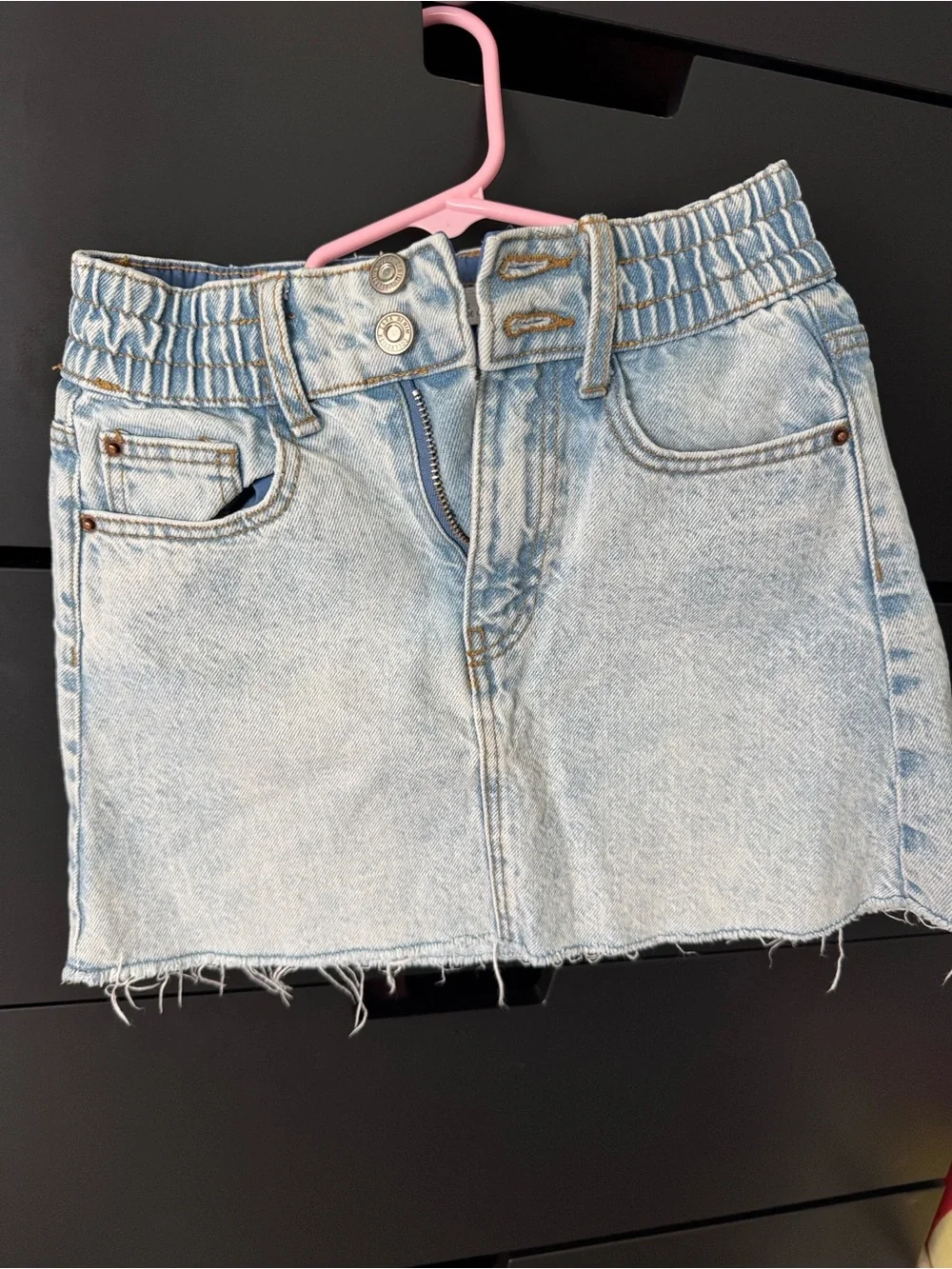 Zara Light Blue Distressed Denim Mini Skirt